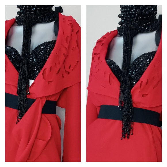 "FIRE" Open Front Kimono Oversized Shawl Collar Eyelet Details Grandma Chic - Picture 7 of 12